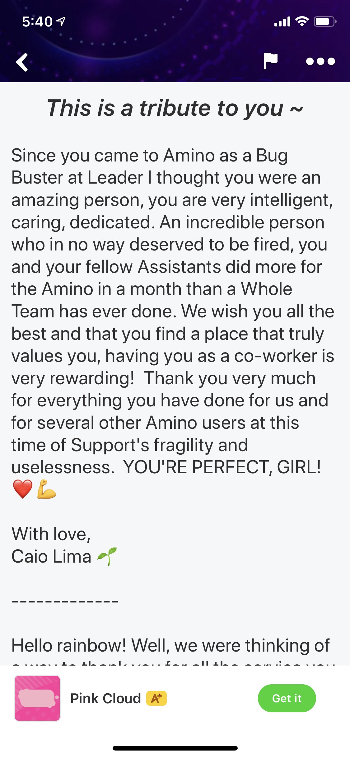 User testimonial