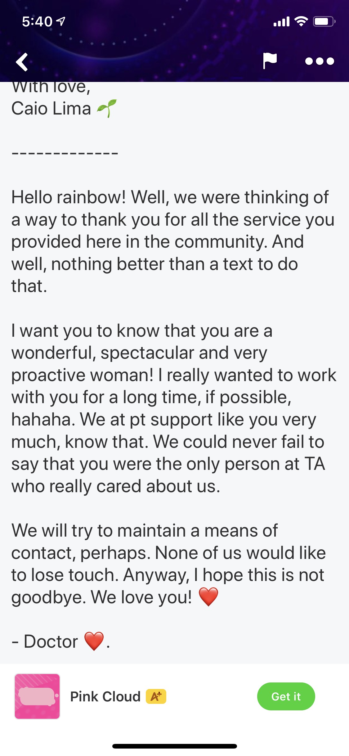 User testimonial